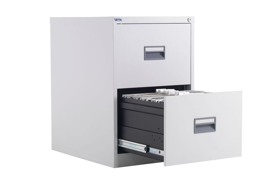 white steel filing cabinet