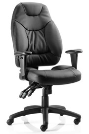 Thor High Back Chair - Black Leather 
