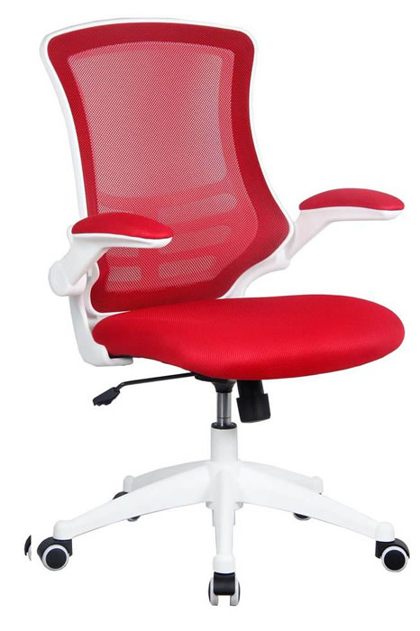 View Red Mesh Ergonomic Office Computer Chair FlipUp Arms Suits Home Office White Chair Frame Padded Comfortable Seat Student Chair For Home information