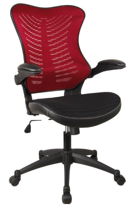 Red Mesh High Back Executive Office Chair - Folding Arm - Dakota