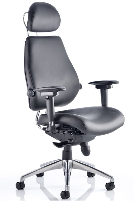 View Ergonomic High Back Leather Executive Office Chair Height Adjustable Backrest Seat Depth Height Adjust Adjustable Headrest Adjustable Arms information