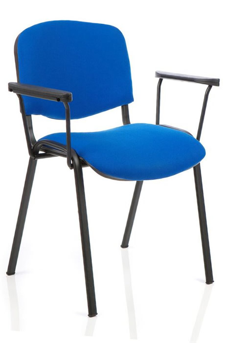 View Blue Fabric Chrome Frame Conference Chair With Arms Strong Chrome Frame Legs Deeply Padded Seat Back Rest Stackable Up To 12 High information