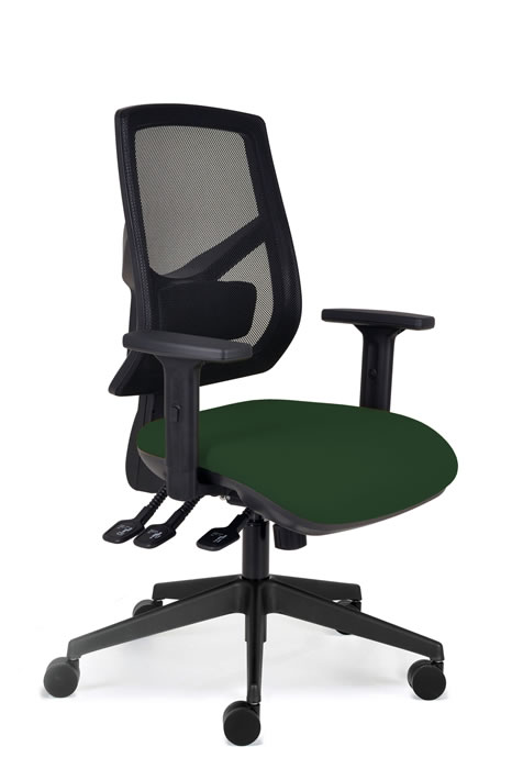 View Green Heavy Duty Posture Mesh Operator Chair Height Angle Adjustable Backrest Lumbar Support Independent Mechanism Positiv Me 500 information