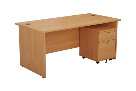 Kestral Beech Panel Promo Desk And Pedestal - 1800mm 2 Drawer Option