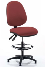 Upholstered Draughtsman Chair - Dark Red 