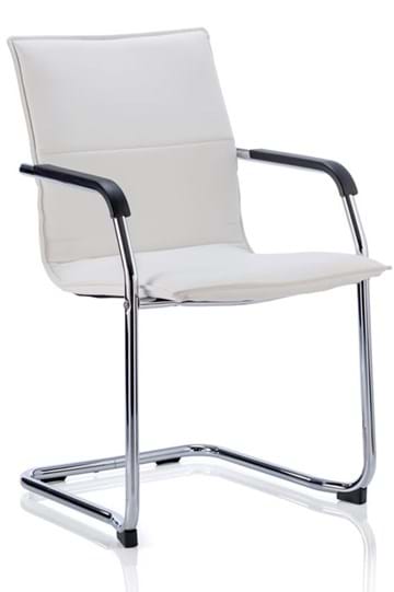 View White Leather Stackable Visitors Chair Chrome Frame Companion information