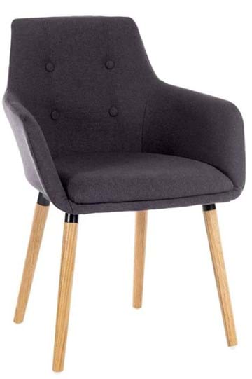 View Graphite Fabric Reception Area Arm Chair Ideal For Waiting Rooms Buttoned Back Design Oak Tappered Legs Alesto Westwood information