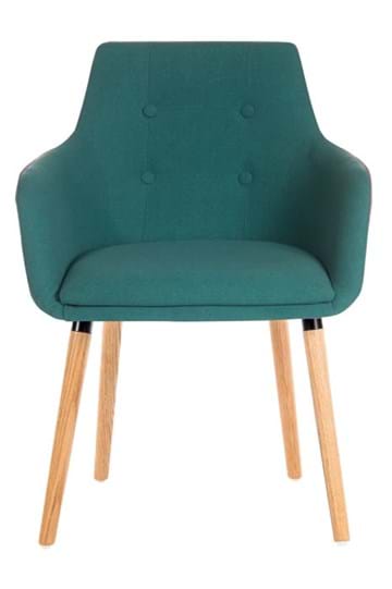 View Jade Fabric Reception Area Arm Chair Ideal For Waiting Rooms Buttoned Back Design Oak Tappered Legs Alesto Westwood information