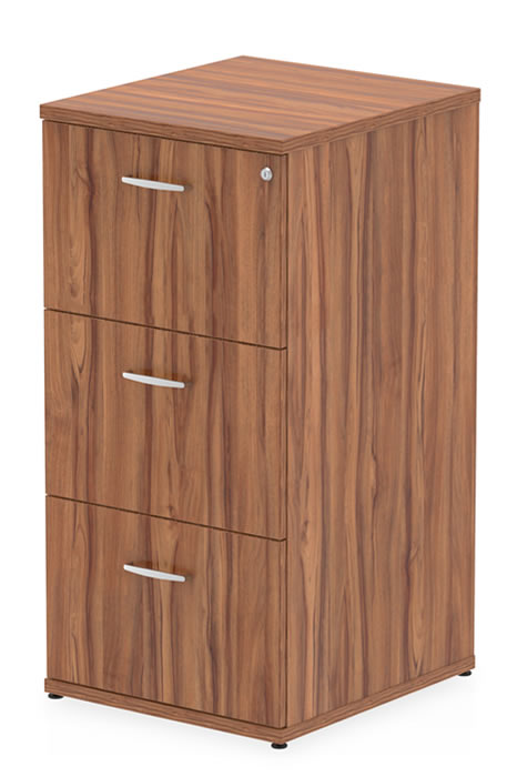 View Walnut Finish Wooden Three Drawer Filing Chest Cabinet Fully Extending Drawers Anti Tilt Mechanism Scratch Resistant Surface Nova information