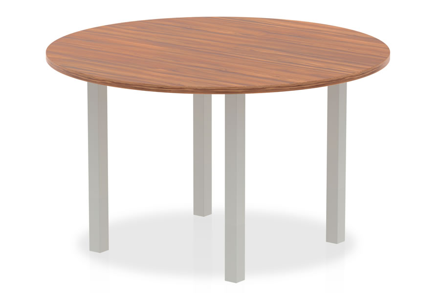 View Walnut Finish 120cm Round MultiPurpose Meeting Table Scratch Resistant Surface Seat 4 People Walnut information