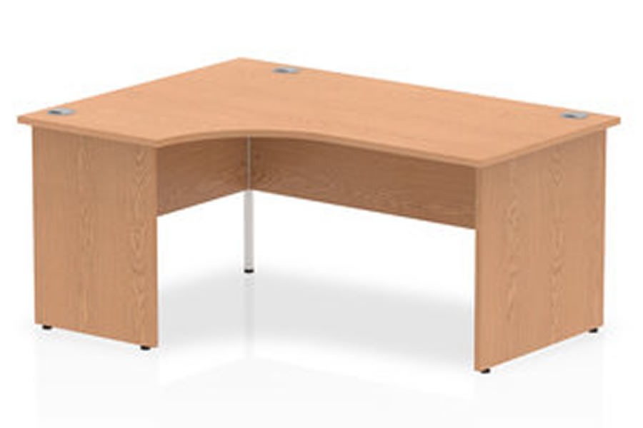 View Oak LShaped Left Handed Corner Desk Panel End Oak Coloured Office Desk With Cable Management 1600 1800 Desks information
