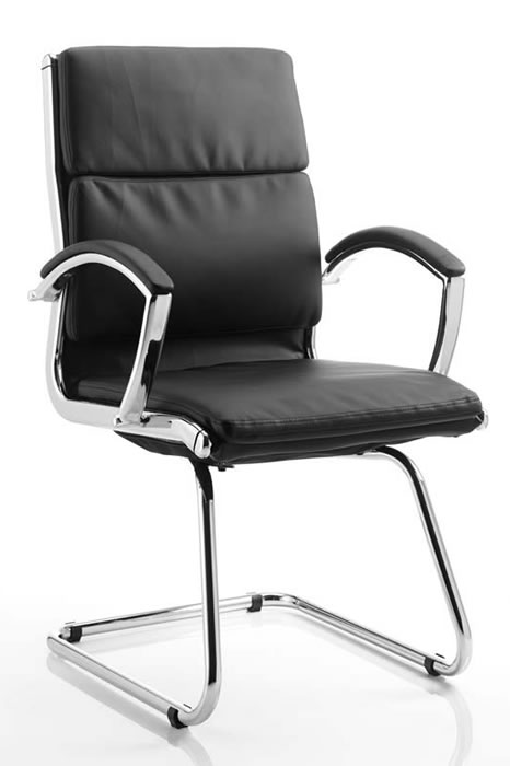 View Black Leather Visitor Office Chair Chrome Frame Woolwich information