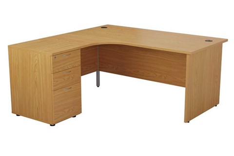 Kestral Oak Corner Panel Desk And Pedestal - Left Handed 1600mm