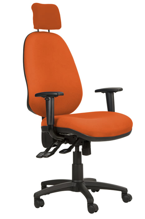 View Orange High Back Lumber Support Office Chair Height Adjustable Backrest Adjustable Lumber Support Seat Slide Adjustable Arms Ergo Posture information