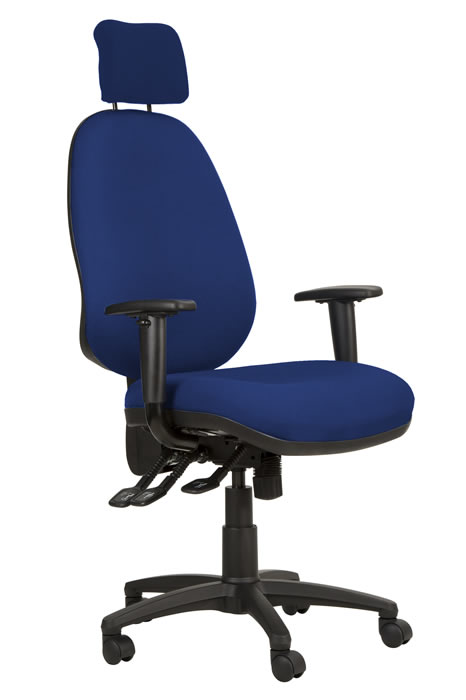 View Blue High Back Lumber Support Office Chair Height Adjustable Backrest Adjustable High Back Lumber Support Office Chair Seat Tilt Ergo Posture information