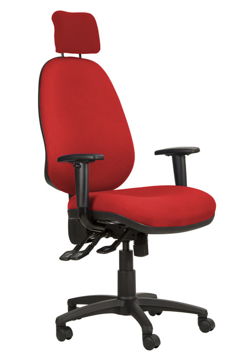 View Red High Back Lumber Support Office Chair Height Adjustable Backrest Adjustable Lumber Support Seat Slide Adjustable Arms Ergo Posture information
