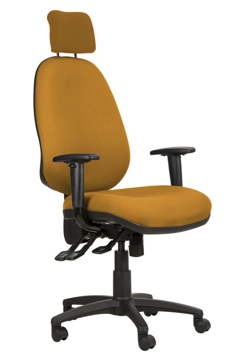 View Yellow High Back Lumber Support Office Chair Height Adjustable Backrest Adjustable Lumber Support Seat Slide Adjustable Arms Ergo Posture information
