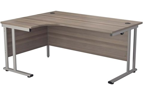 Kestral Grey Oak Cantilever Crescent Workstation - Left Handed 1800mm Silver Leg