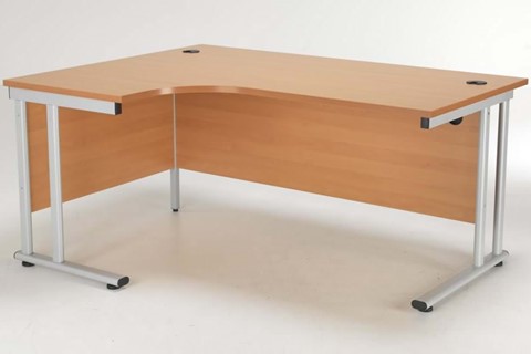 Kestral Beech Cantilever Crescent Workstation - Left Handed 1600mm Silver Leg