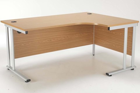 Kestral Oak Cantilever Crescent Workstation - Right Handed 1800mm Silver Leg