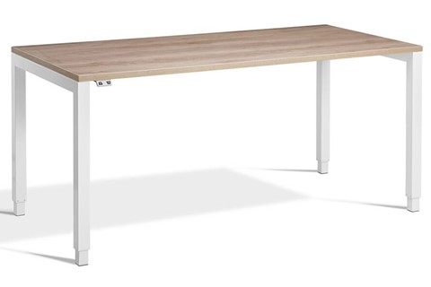 Crown Rectangular Height Adjustable Desk - 1600mm White Grey Oak 