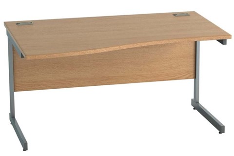 Thames Light Oak Wave Cantilever Desk - 1400mm x 800mm Left Hand