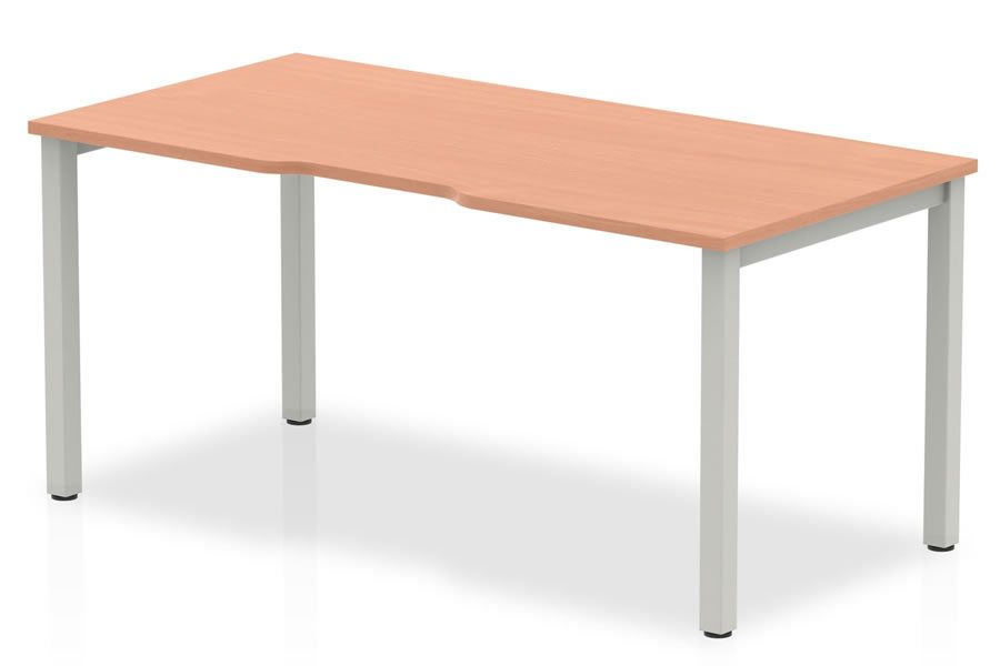 View Beech Finish Singular Bench Office Desk 160cm x 80cm Cable Management Scratch Resistant Surface Levelling Feet Steel Frame Portland information