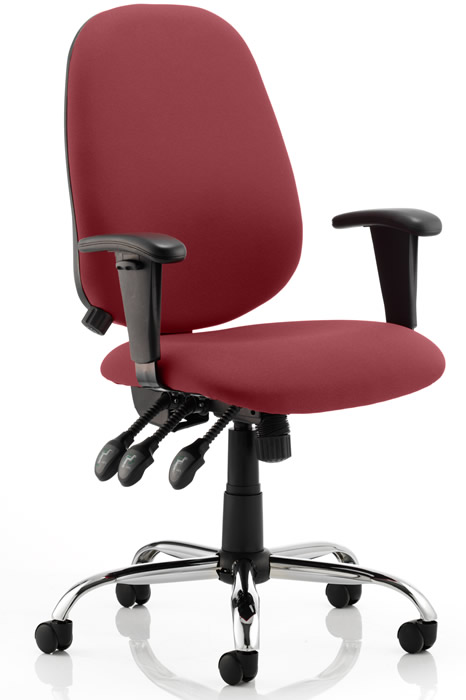 View Burgundy Ergonomic Office Chair Adjustable Lumbar Support Seat Back Height Adjustment Call Centre Chair T Adjustable Arms Seat Tilt information