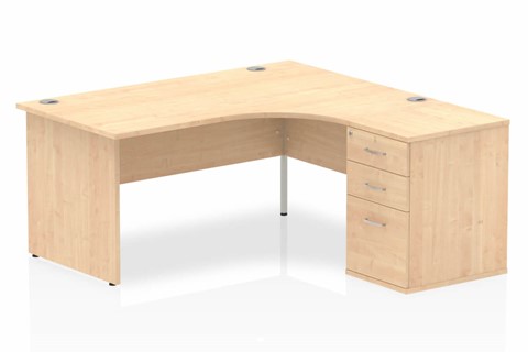 Solar Maple Corner Panel Desk And Pedestal - 1800mm Right Handed 