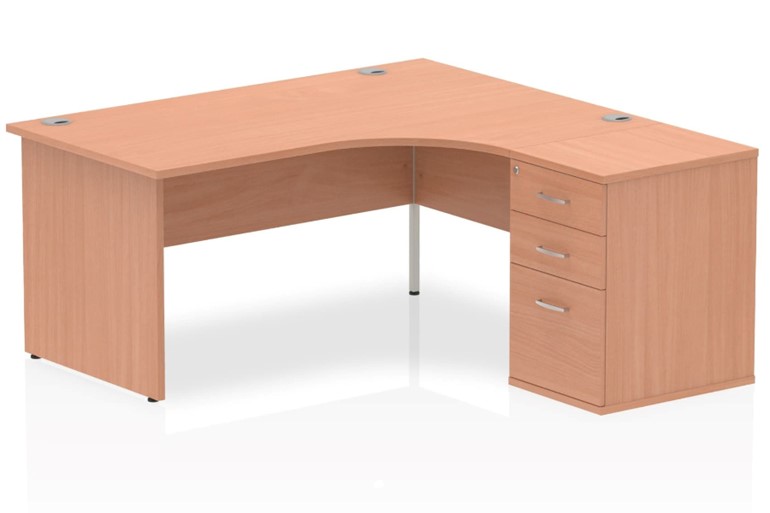 Price Point Beech Corner Panel Desk And Pedestal