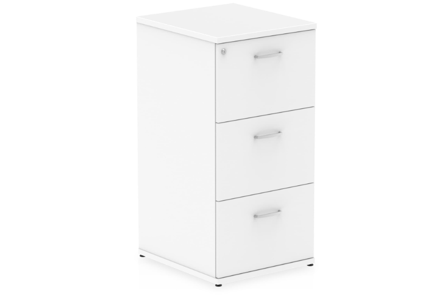 View White Wooden Three Drawer Filing Chest Cabinet Fully Extending Drawers Anti Tilt Mechanism Scratch Resistant Surface Polar Impulse information