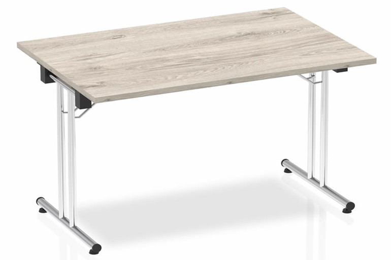 Grey Oak Folding Rectangular Meeting Table - Steel Base - Gladstone