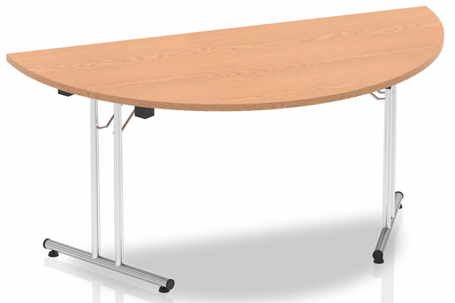 View Oak Finish 120cm Circular MultiPurpose Meeting Table Steel Folding Leg Scratch Resistant Surface Norton information