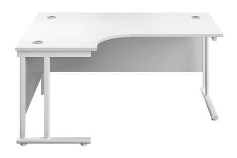 Kestral White Cantilever Crescent Workstation - Left Handed 1800mm White Leg