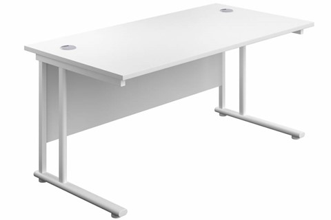 Kestral White Rectangular Cantilever Desk - 1600mm x 800mm White Leg