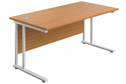 Kestral Oak Rectangular Cantilever Desk - 1200mm White Leg