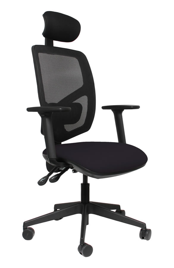 Black High Back Office Chair - Seat Slide - Height Adjustable Backrest