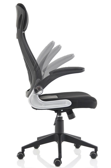 White office chair flip up deals arms