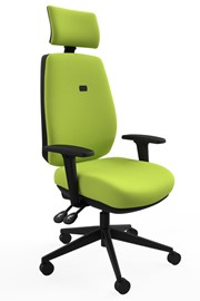 Saturn Ergonomic Deeply Padded Green Fabric Office Chair