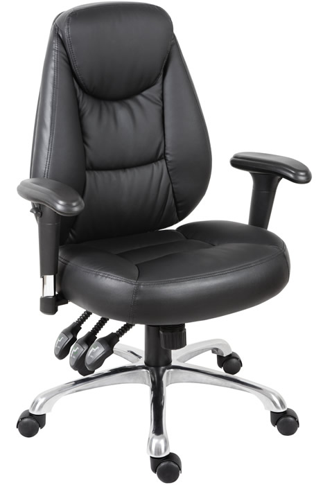 View Portland Black Leather Office Chair Independent Tilting Seat Backrest Height Adjustable Armrests Steel Base Seat Height Adjustment information