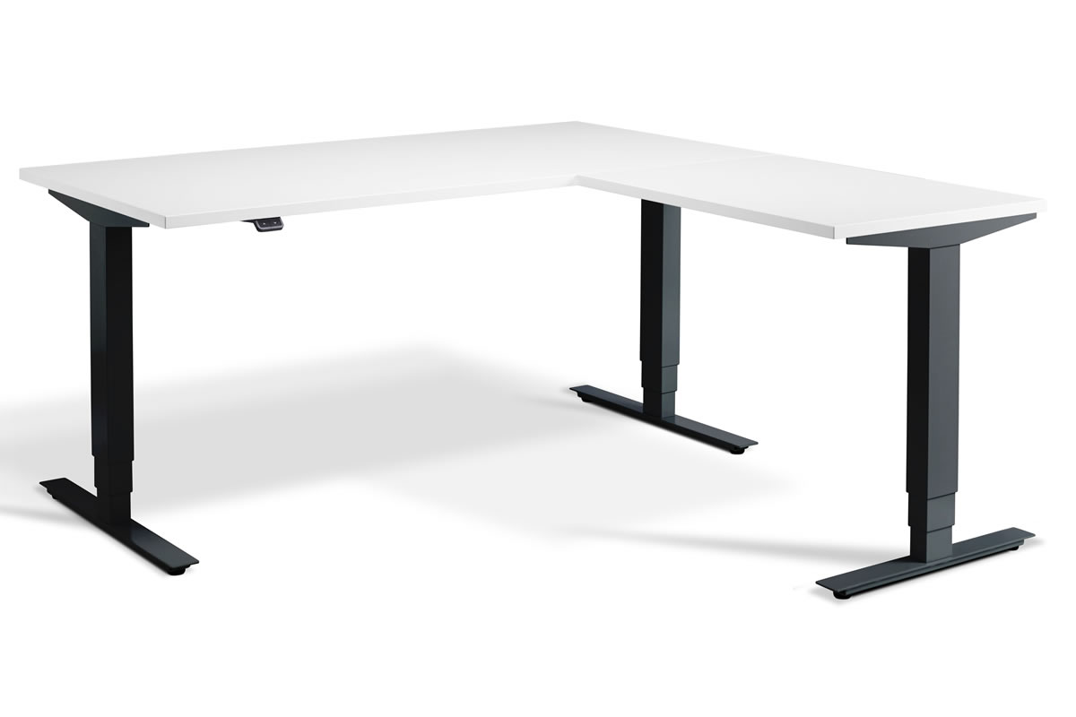View Corner Height Adjustable Standing Home Office Study Desk Triple Motor System 8 Top Colours 2 Sizes Available 3 Leg Frame Finishes Advance information