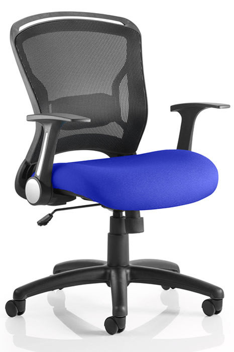 View Zeus Executive Black Mesh Office Chair Blue Seat information