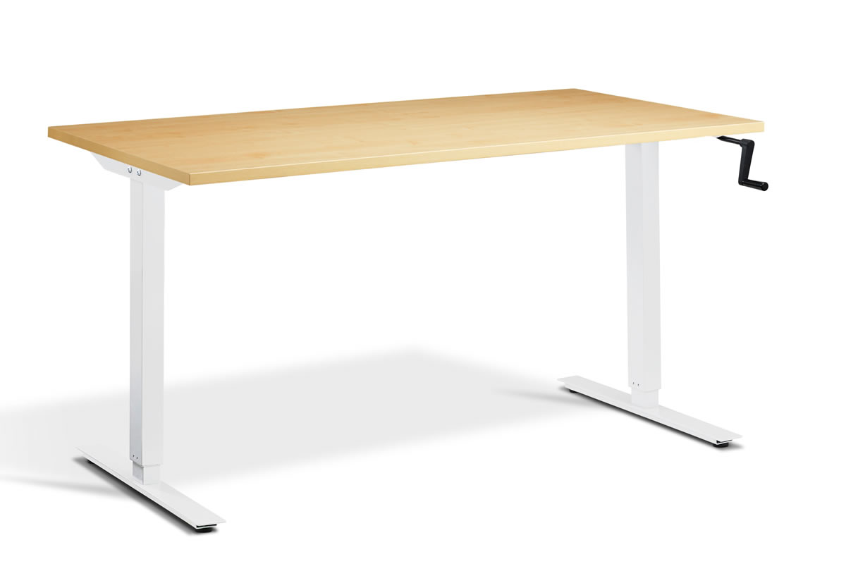 View Rectangular Solo Hand Crank Oak Height Adjustable Standing Office Desk 3 Desk Sizes 3 Frame Colours information