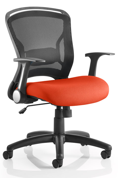 View Zeus Executive Black Mesh Office Chair Orange Seat information