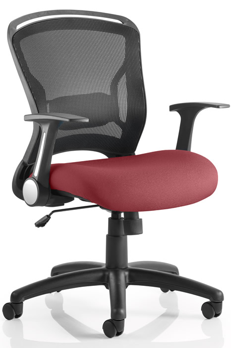 View Zeus Executive Black Mesh Office Chair Chilli Red Seat information