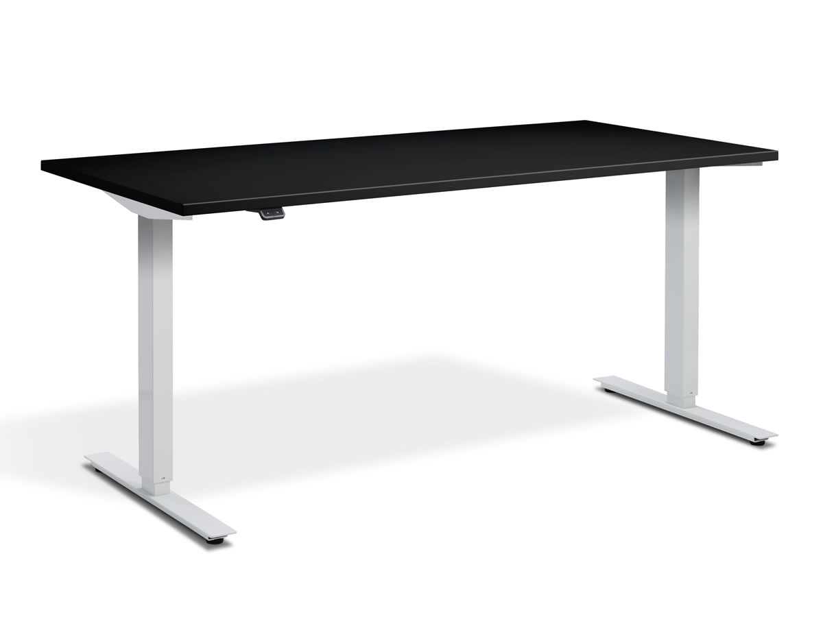 View Electric Black Height Adjustable Standing Office Desk Dual Motor 4 Desk Sizes 3 Frame Colours Zero information