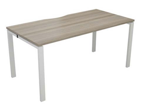 Kestral Grey Oak 1 Person Single Bench Desk - 1600mm White 