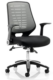 Black Olympia Operator Chair With Silver Mesh Back