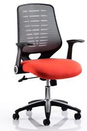 Orange Olympia Operator Chair With Silver Mesh Back