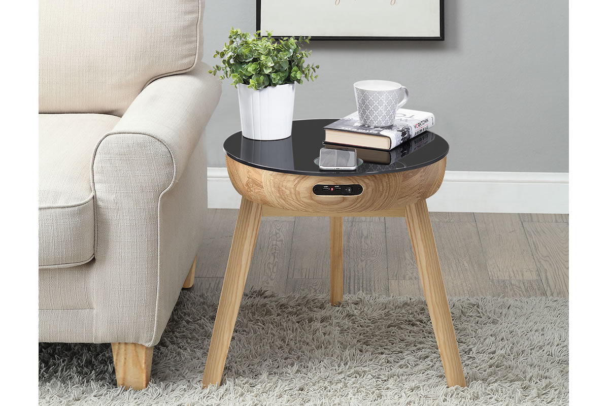 Round end table with usb deals port